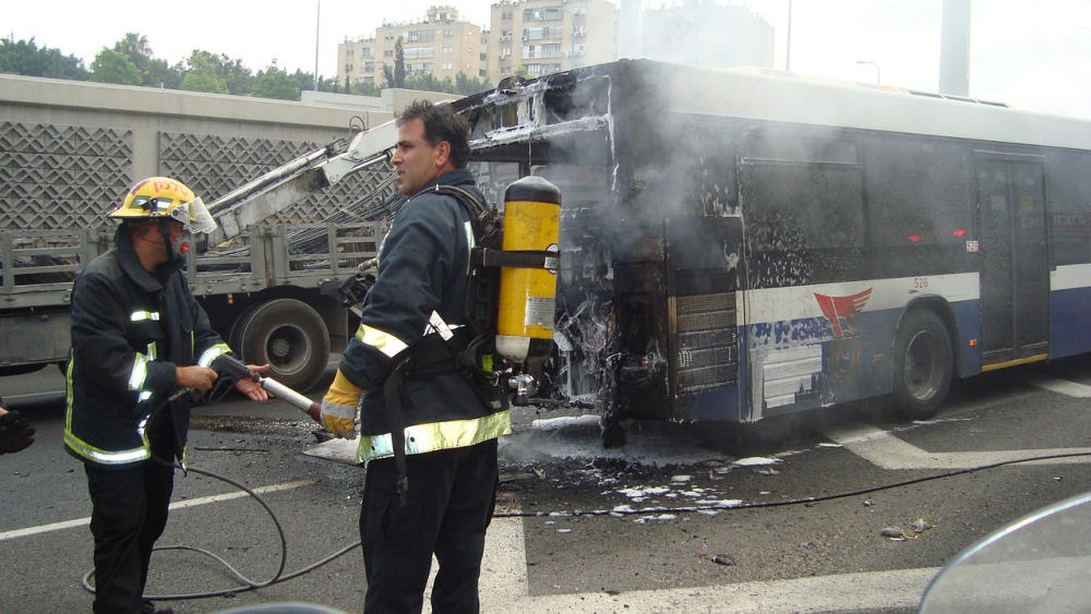 scene of an accident with a bus