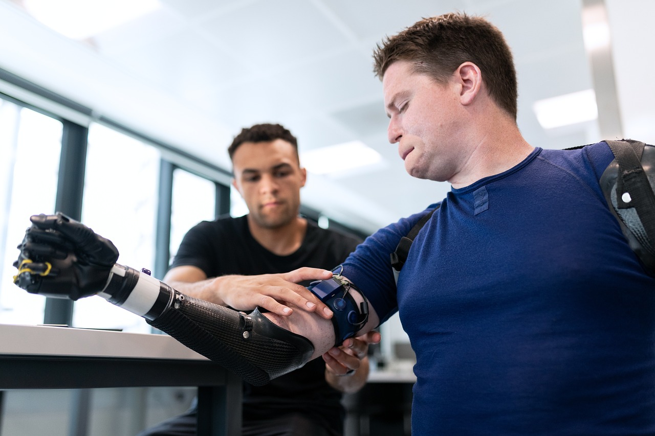 man with prosthetic arm