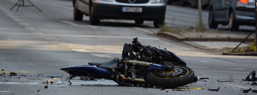 Destroyed motorcycle - crash aftermath