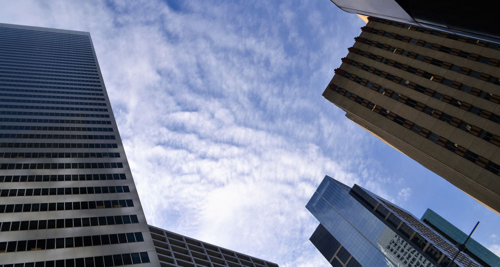 skyscrapers and blue sky